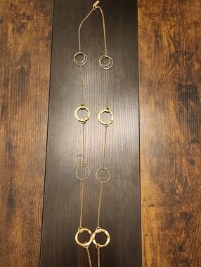 Anne Klein Long Gold-Tone Interlocking Circle Necklace